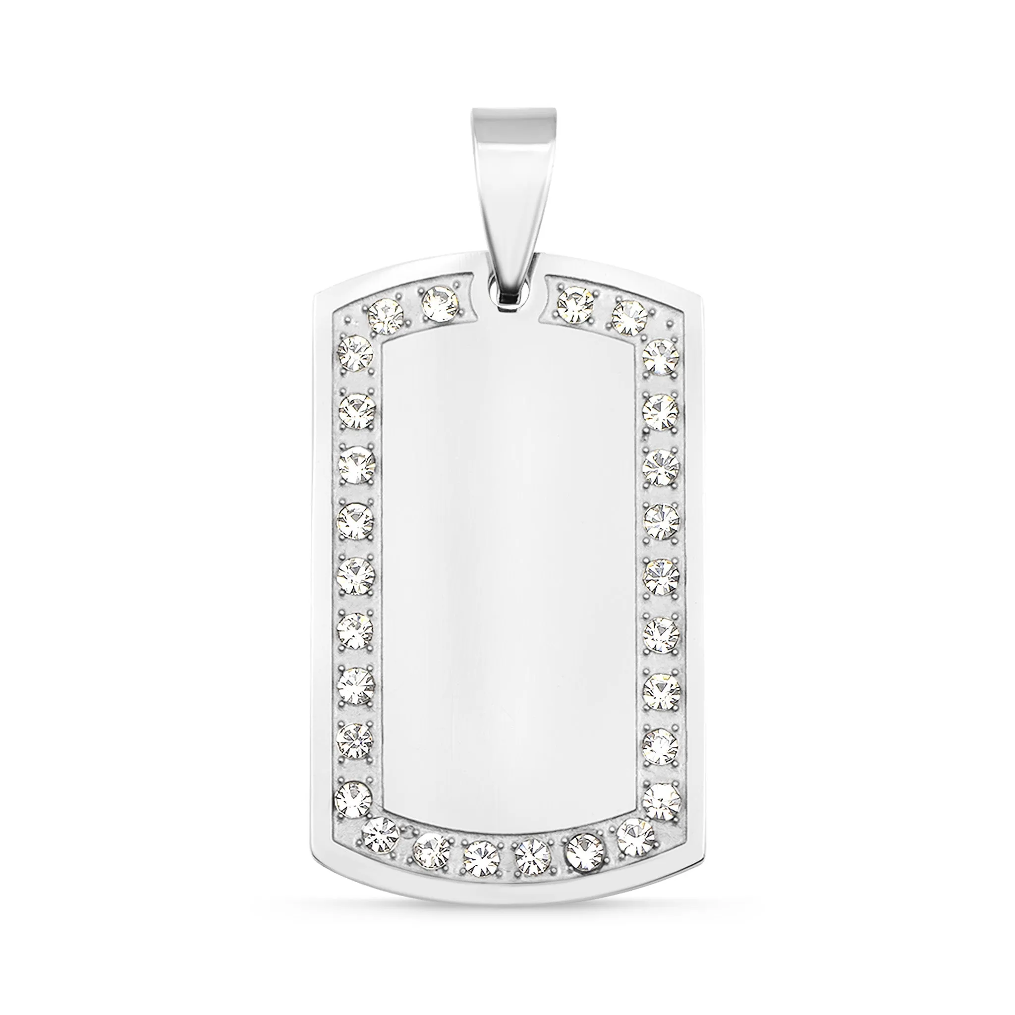 Blank CZ Stainless Steel Dog Tag Pendant / PDJ0282