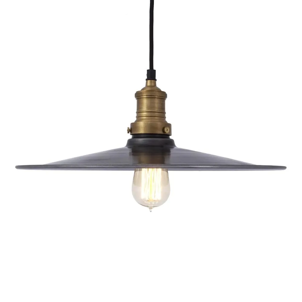Brooklyn Flat Pendant - 15 Inch - Pewter - Industville