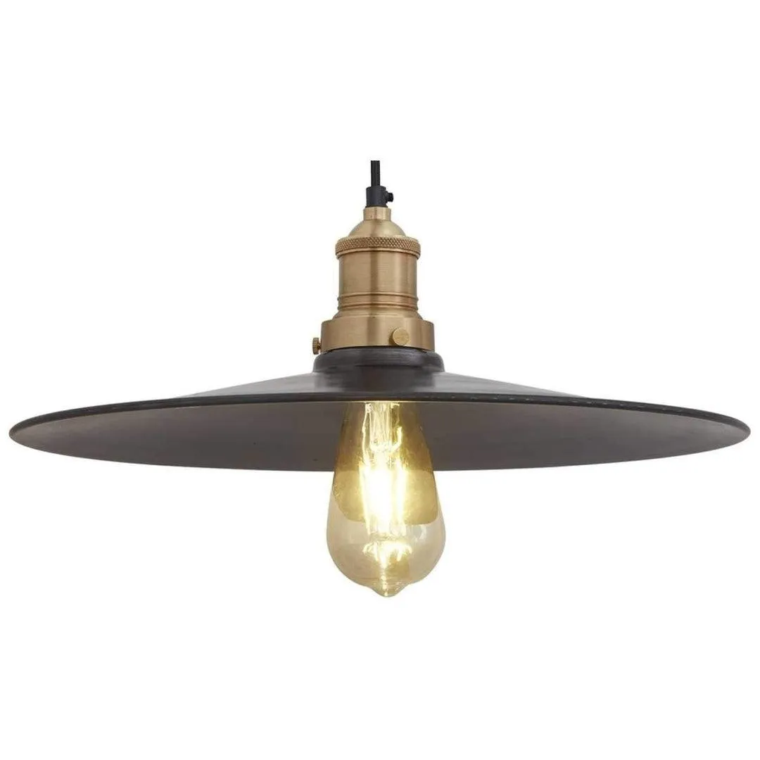 Brooklyn Flat Pendant - 15 Inch - Pewter - Industville