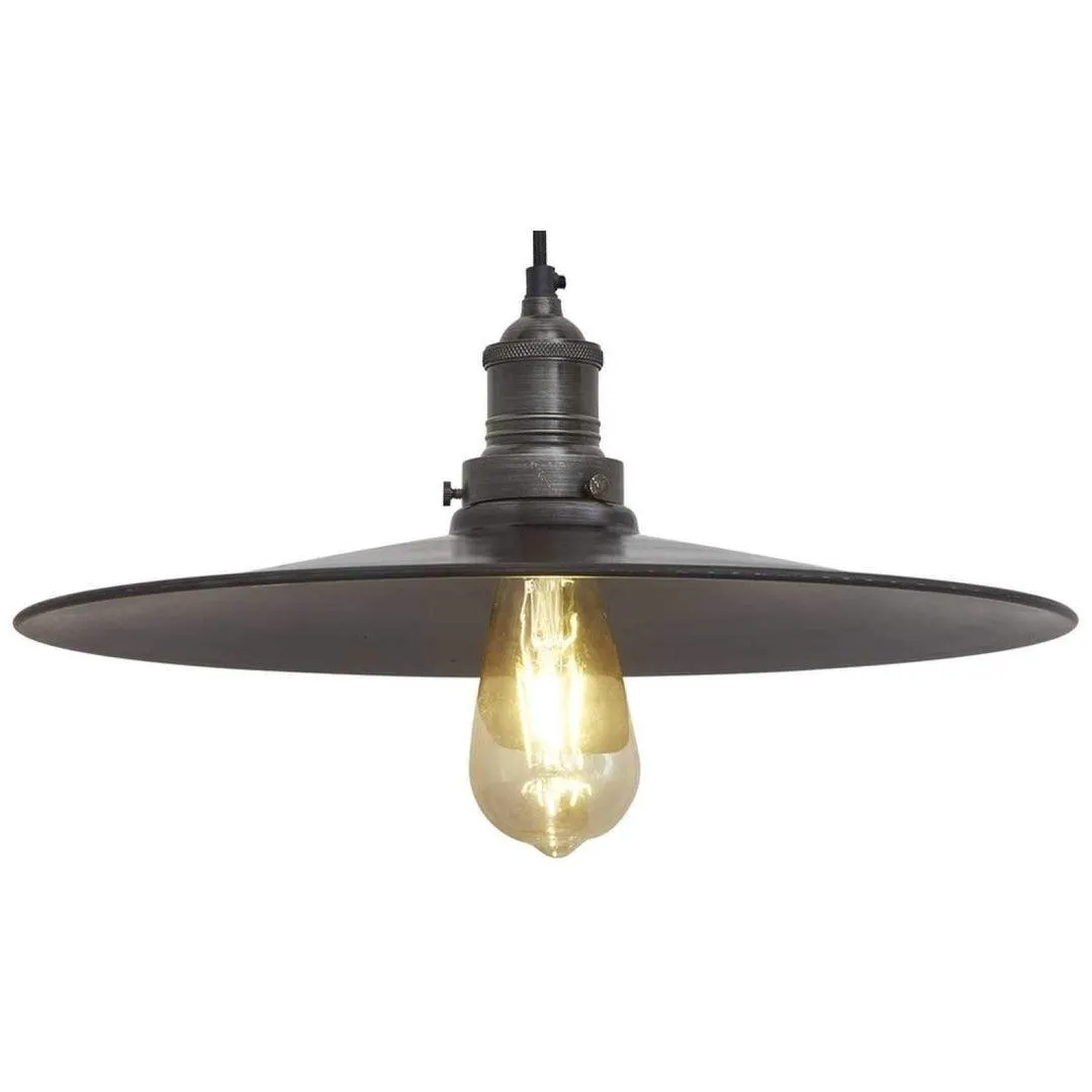Brooklyn Flat Pendant - 15 Inch - Pewter - Industville