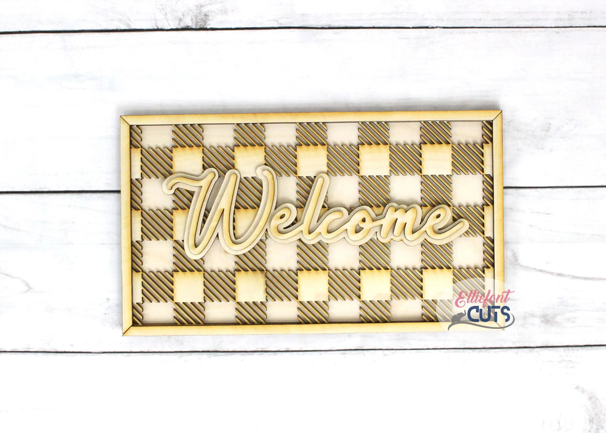 Buffalo Plaid Welcome DIY Wood Sign