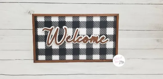 Buffalo Plaid Welcome DIY Wood Sign
