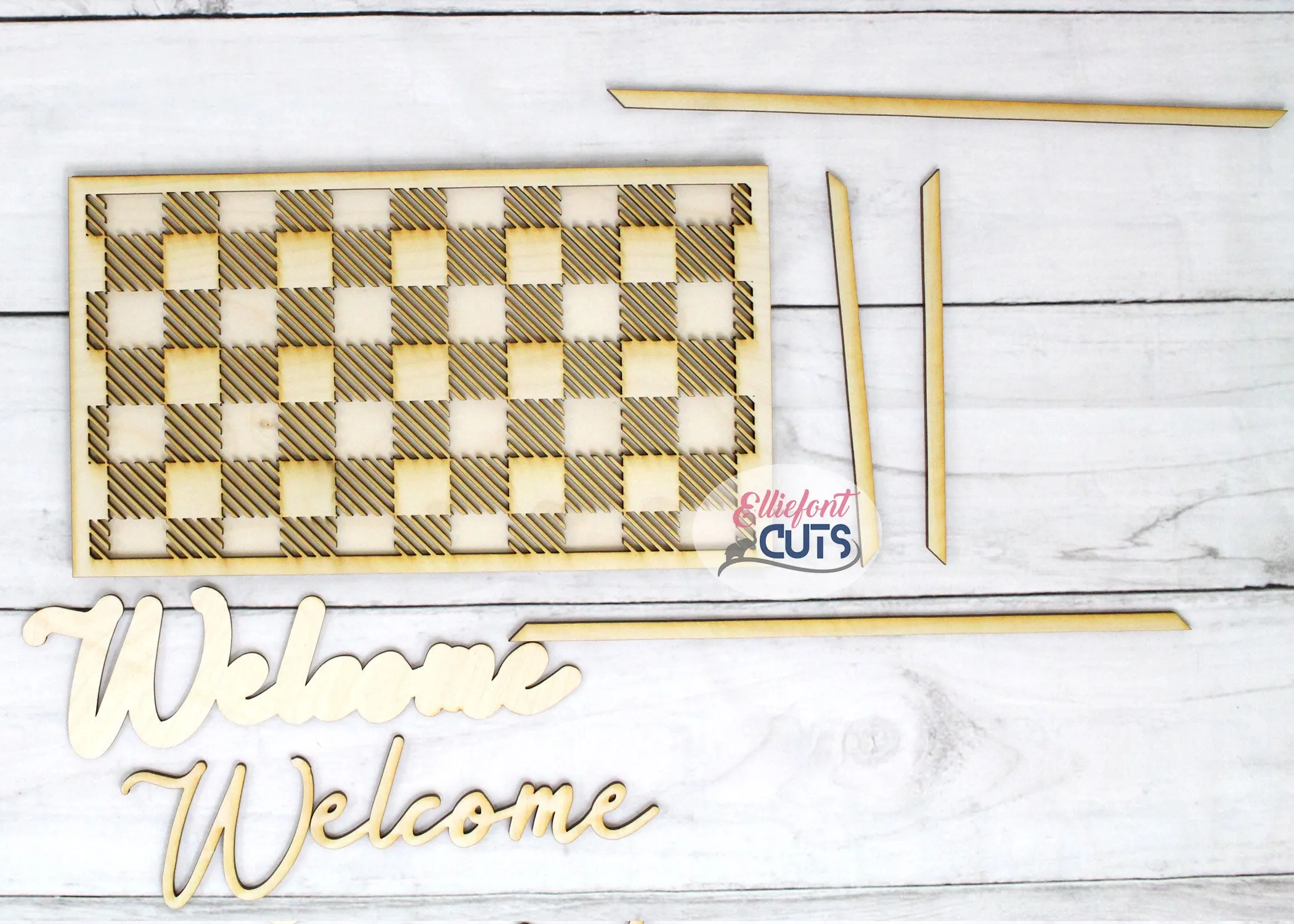Buffalo Plaid Welcome DIY Wood Sign