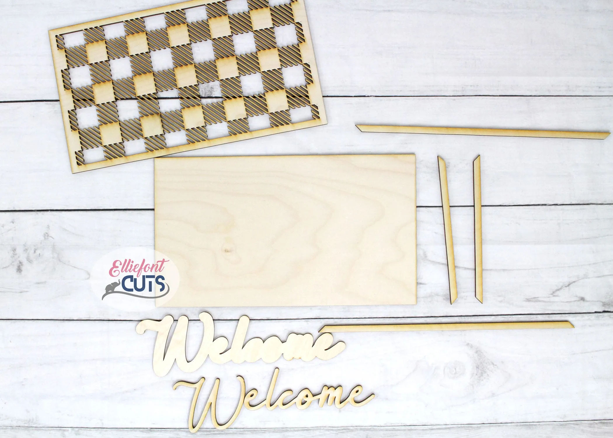Buffalo Plaid Welcome DIY Wood Sign