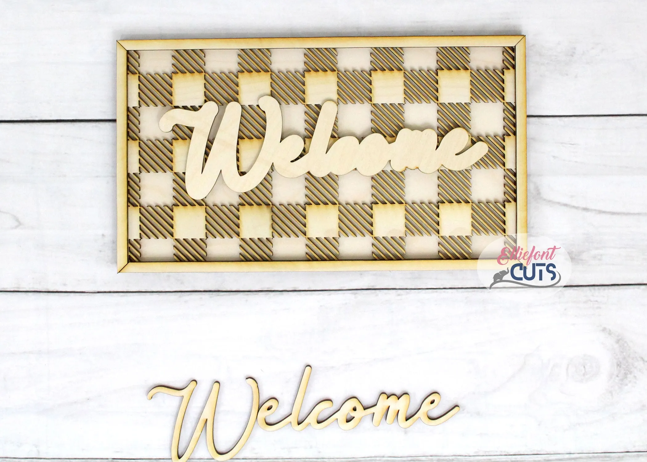 Buffalo Plaid Welcome DIY Wood Sign