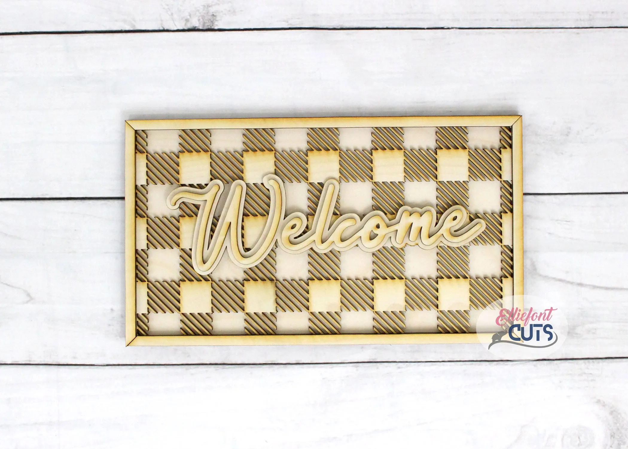 Buffalo Plaid Welcome DIY Wood Sign