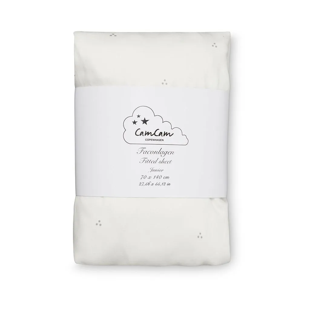 Cam Cam Copenhagen Fitted Sheet Junior Crème Grey Gots