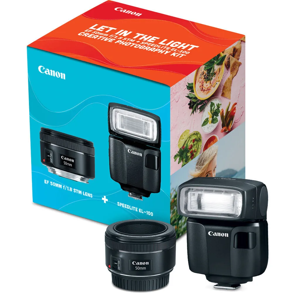Canon EF 50mm f/1.8 STM Lens   Speedlite EL-100 Creative Photography Kit