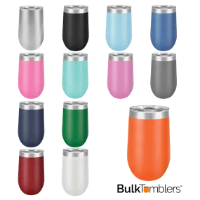 CASE of 24 - 16 oz Stainless Steel Blank Insulated Stemless Wine Tumbler w Lid