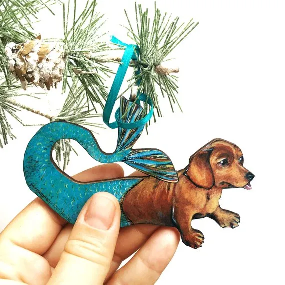 Celebrate the Holidays with Your Doxie: Mermaid Dachshund Christmas Ornament
