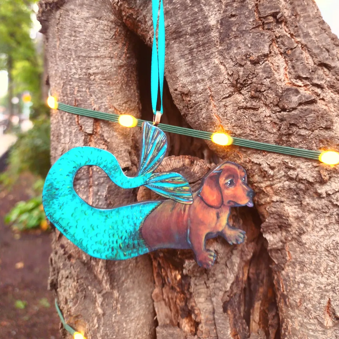 Celebrate the Holidays with Your Doxie: Mermaid Dachshund Christmas Ornament