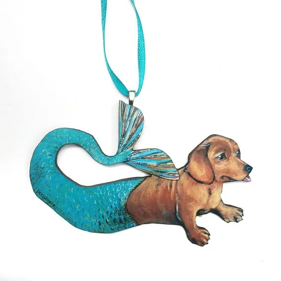 Celebrate the Holidays with Your Doxie: Mermaid Dachshund Christmas Ornament