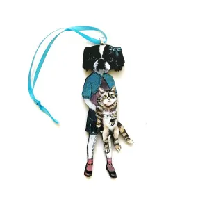 Celebrate Togetherness with a Dog & Cat Christmas Ornament: Eco-Friendly & Handmade