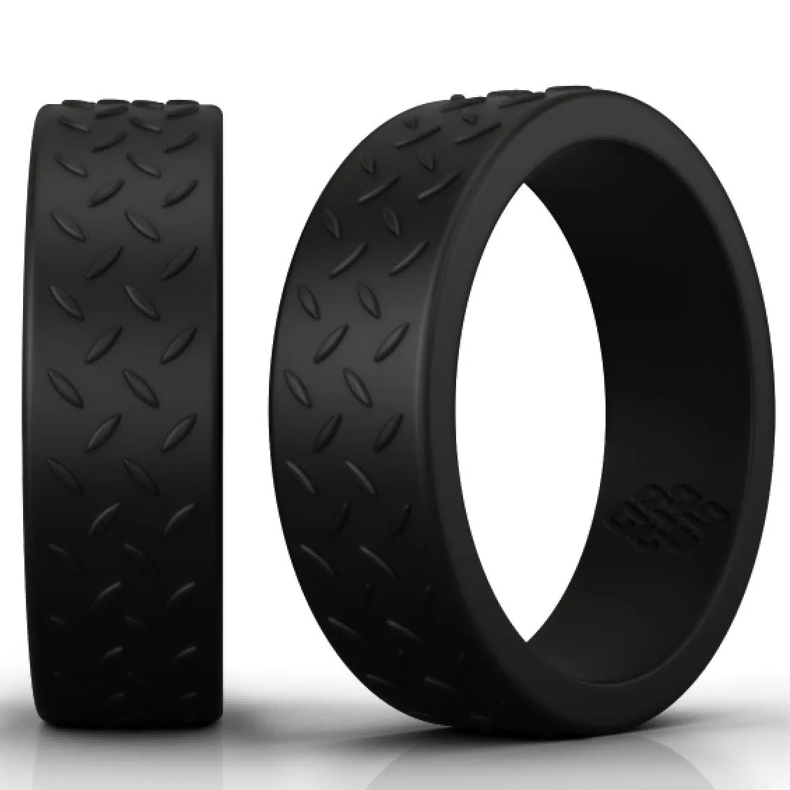 Checkerplate Black Silicone Ring For Men