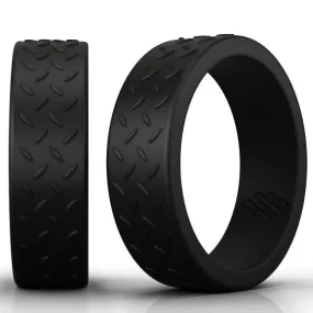 Checkerplate Black Silicone Ring For Men