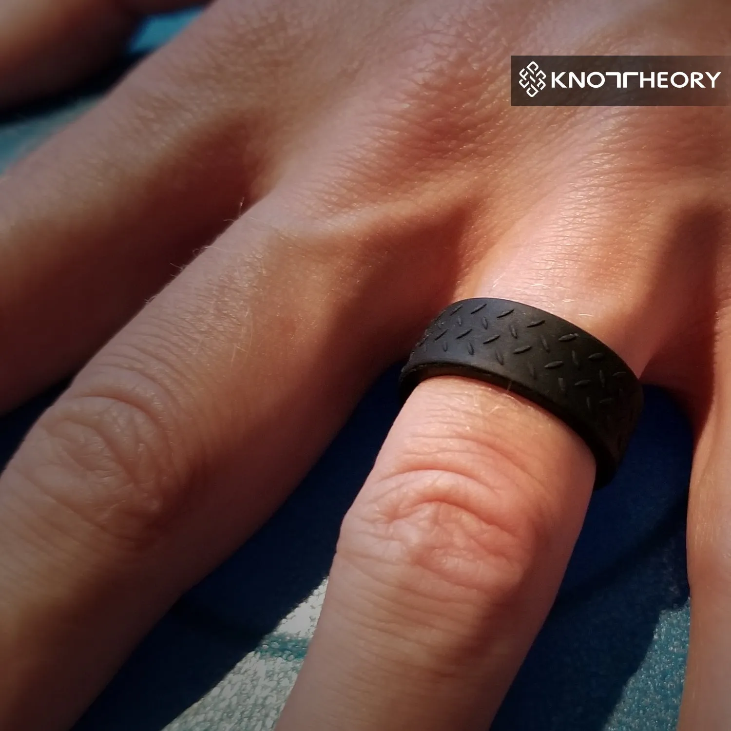 Checkerplate Black Silicone Ring For Men