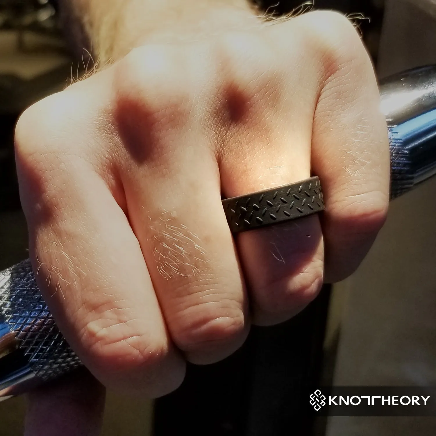 Checkerplate Black Silicone Ring For Men