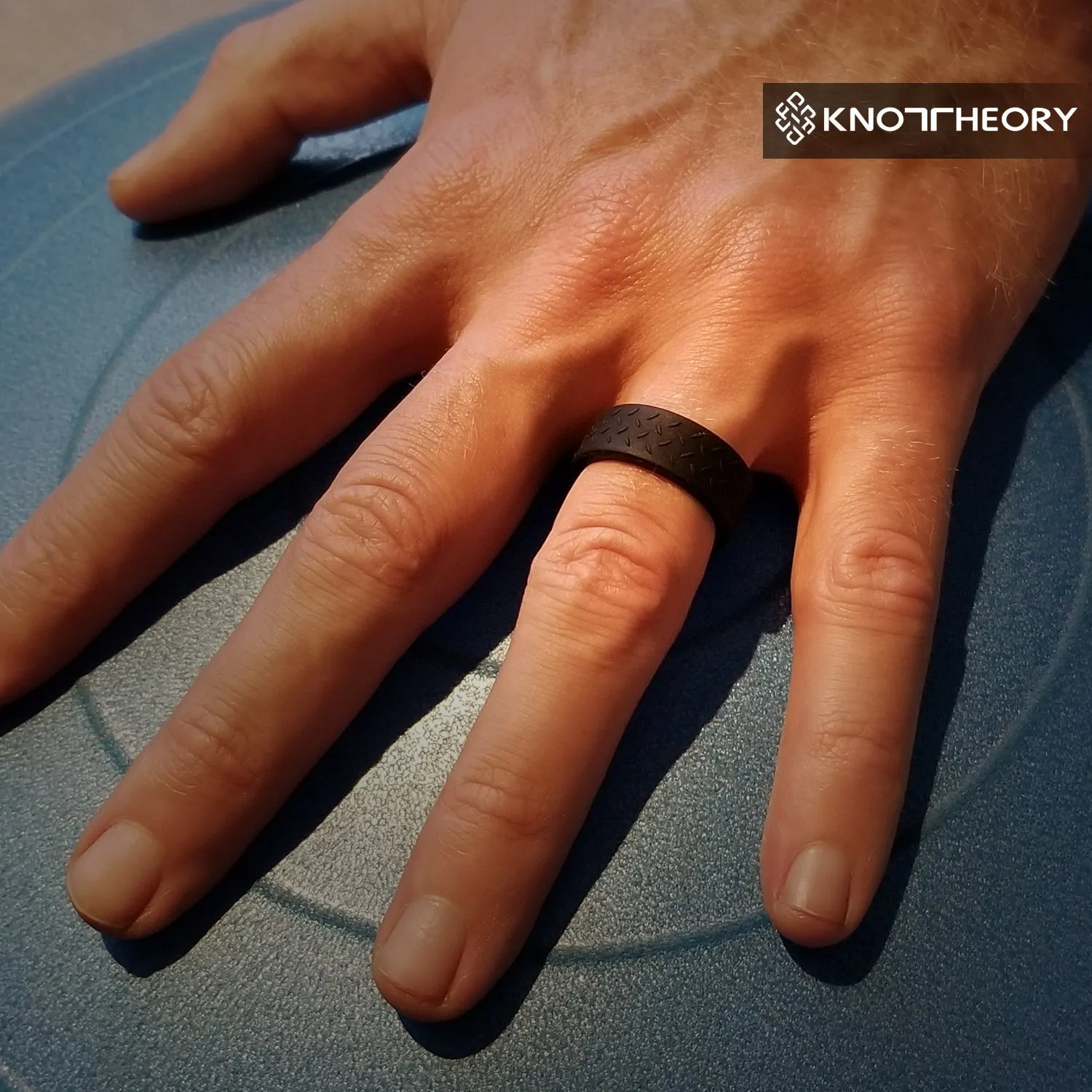 Checkerplate Black Silicone Ring For Men