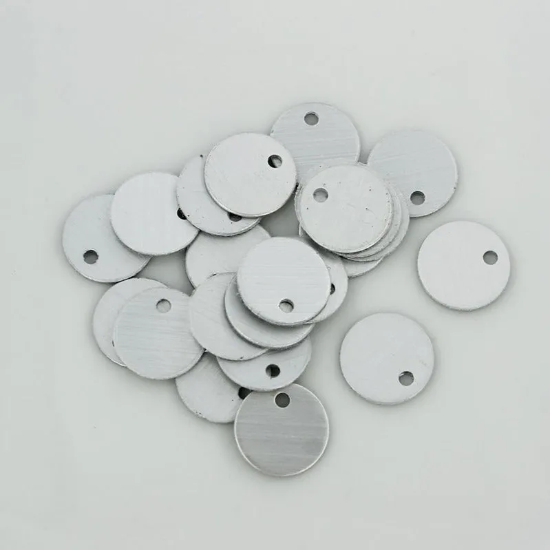 Circle Stamping Blanks - Silver Brushed Aluminum - 12.5mm - 10 Tags - MT292