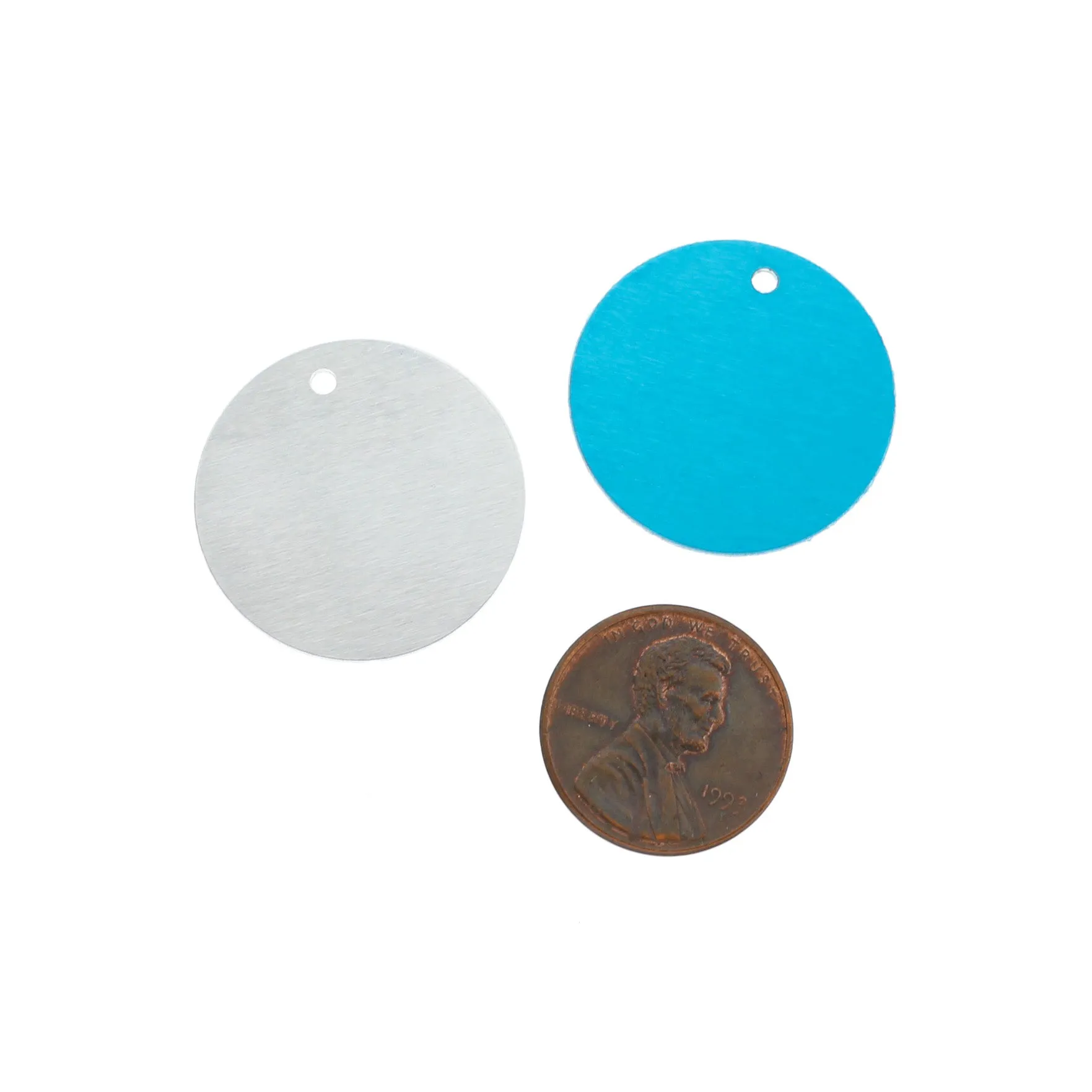 Circle Stamping Blanks - Silver Brushed Aluminum - 25mm - 10 Tags - MT285
