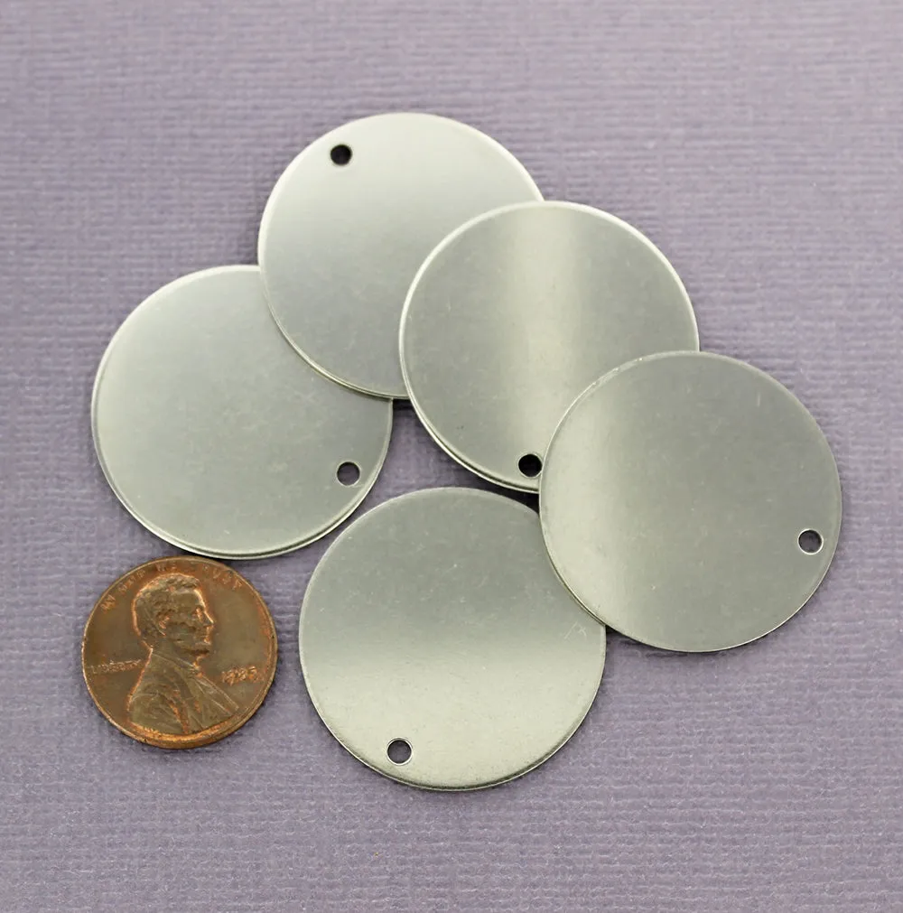 Circle Stamping Blanks - Silver Brushed Stainless Steel - 30mm - 1 Tag - MT718
