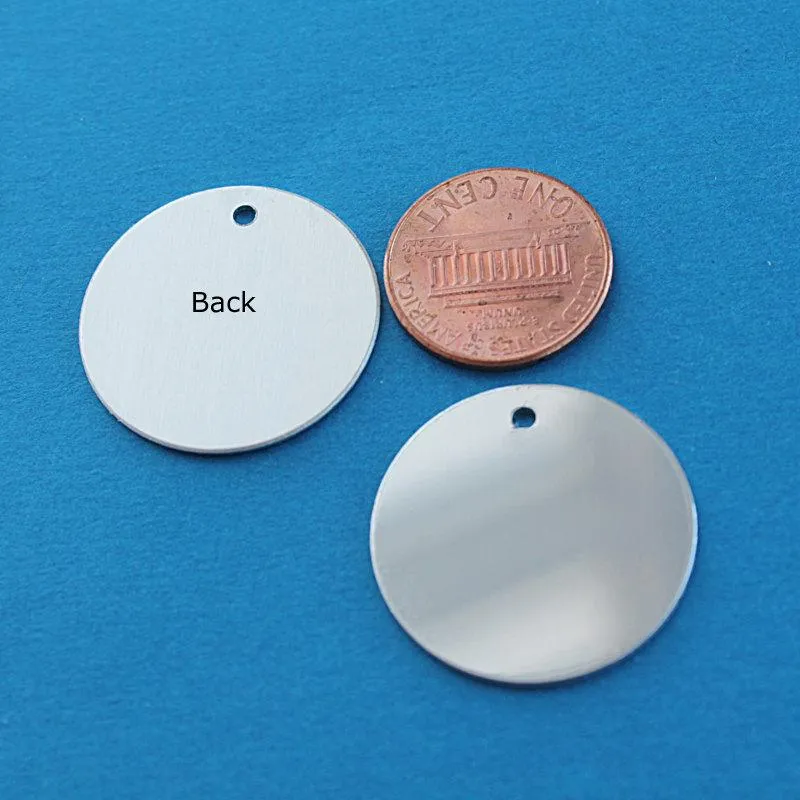 Circle Stamping Blanks - Silver Tone Aluminum - 1" - 10 Tags - MT076