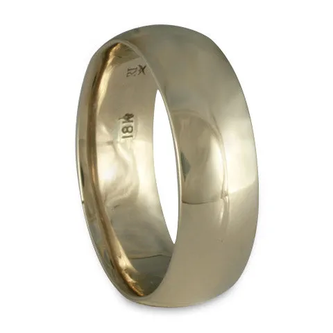 Classic Comfort Fit Wedding Ring, 14K White Gold 8mm Wide by 2mm Thick