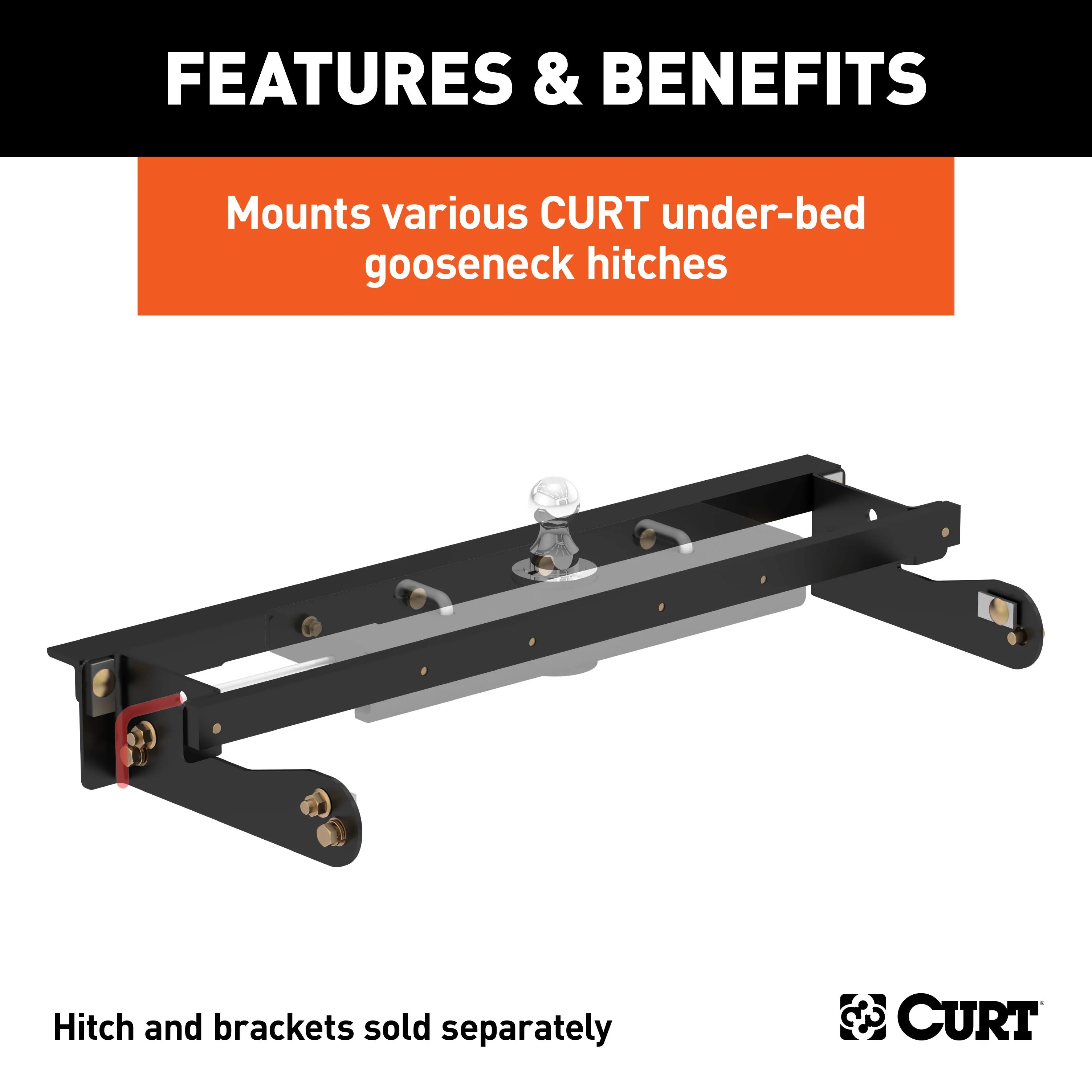 CURT 60624 Double Lock EZr Gooseneck Install Brackets; Select Silverado; Sierra 2500; 3500