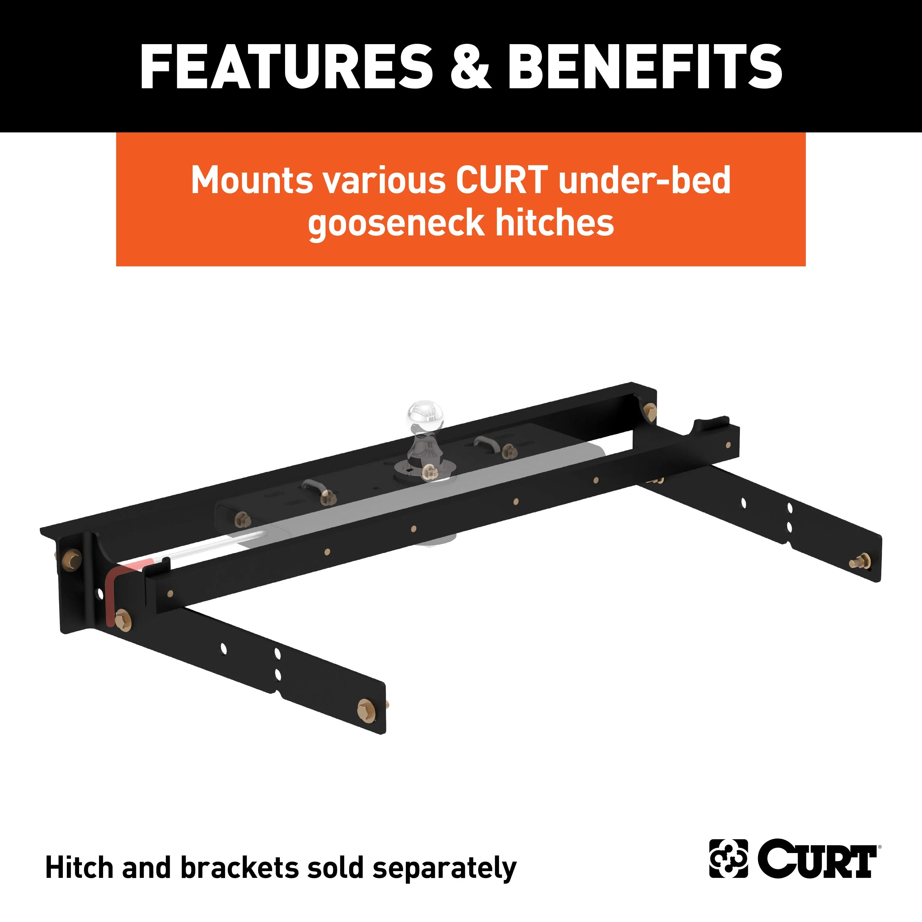 CURT 60631 Under-Bed Gooseneck Installation Brackets; Select Silverado; Sierra C/K