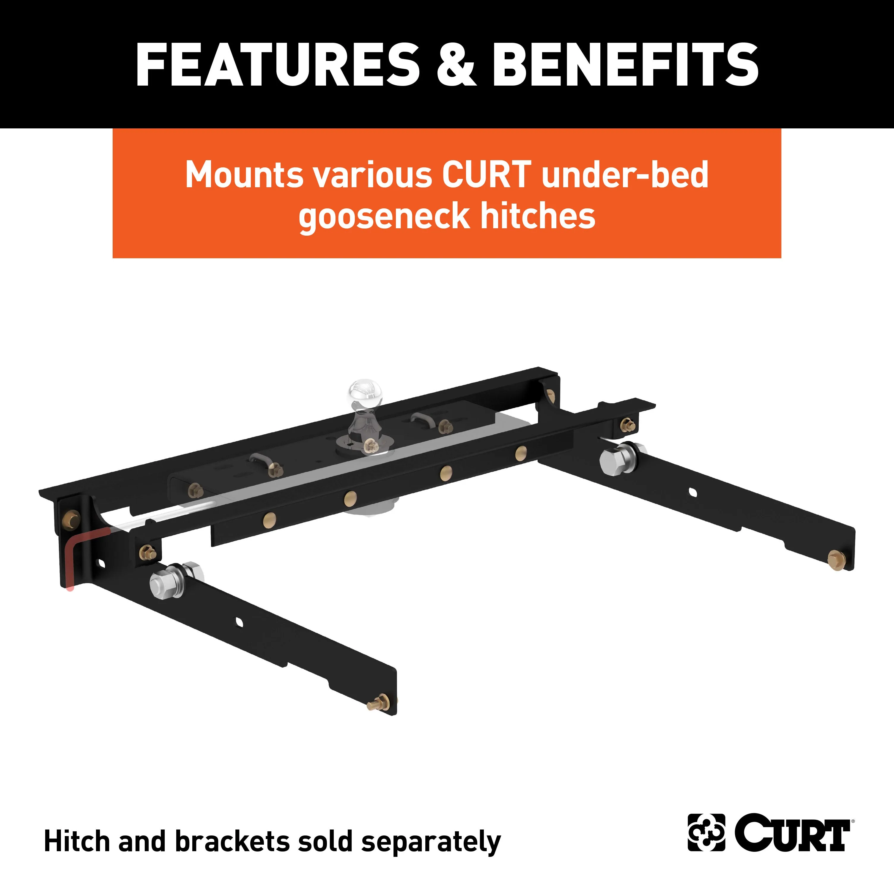 CURT 60636 Under-Bed Gooseneck Installation Brackets; Select Ford F-150; F-250; F-350