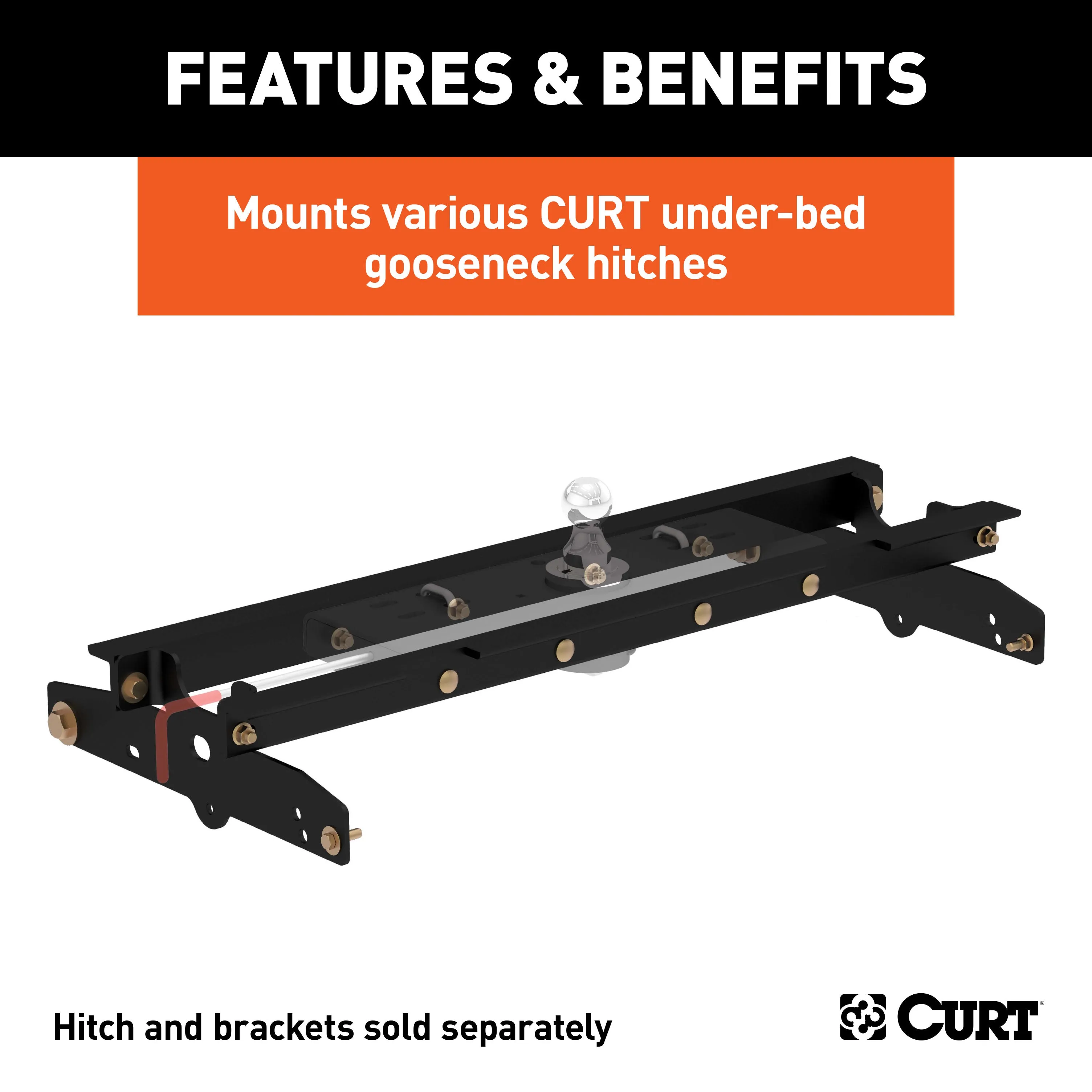 CURT 60637 Under-Bed Gooseneck Installation Brackets; Select Ford F-150; F-250