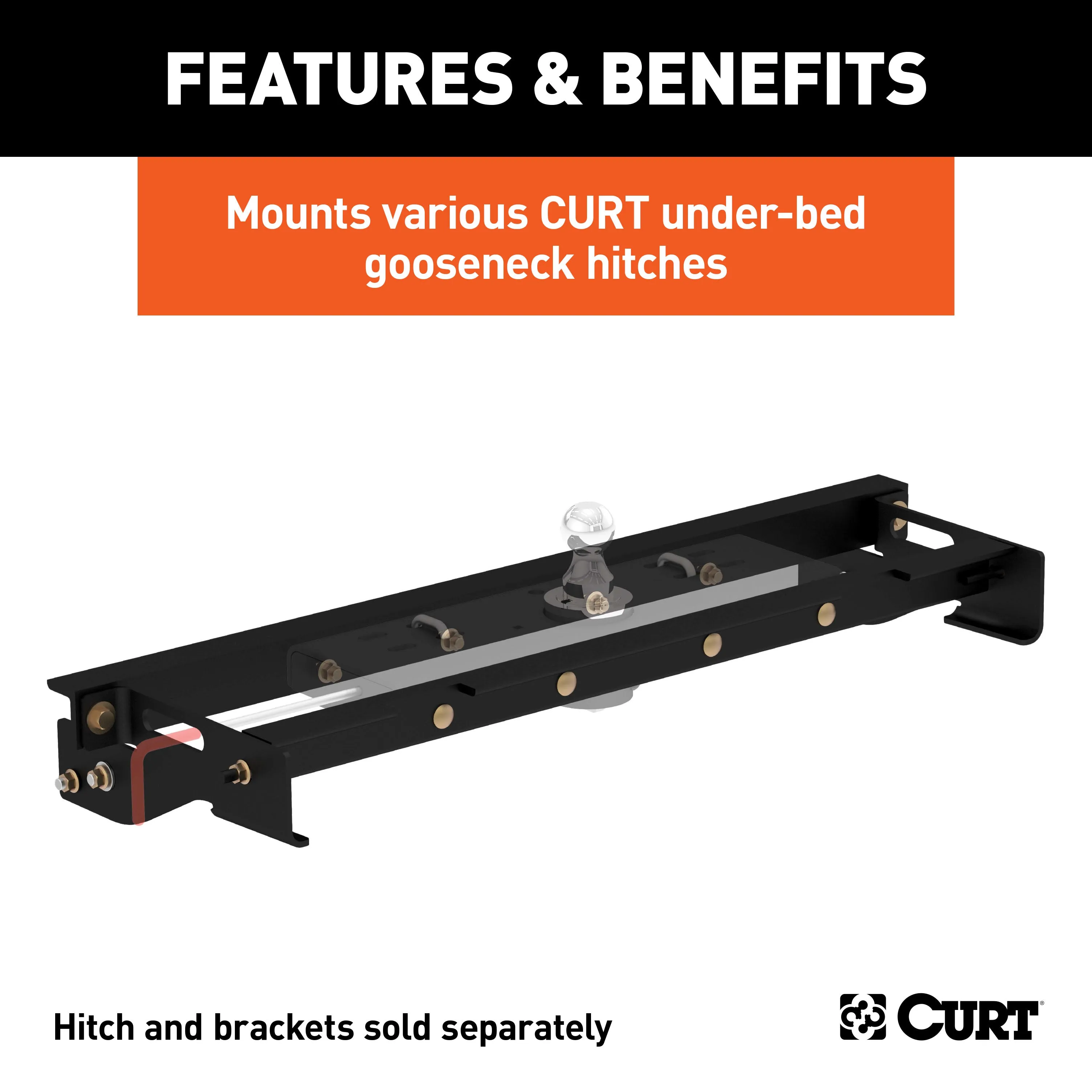 CURT 60641 CURT 60641 Under-Bed Gooseneck Installation Brackets; Fits Select Ford F-150