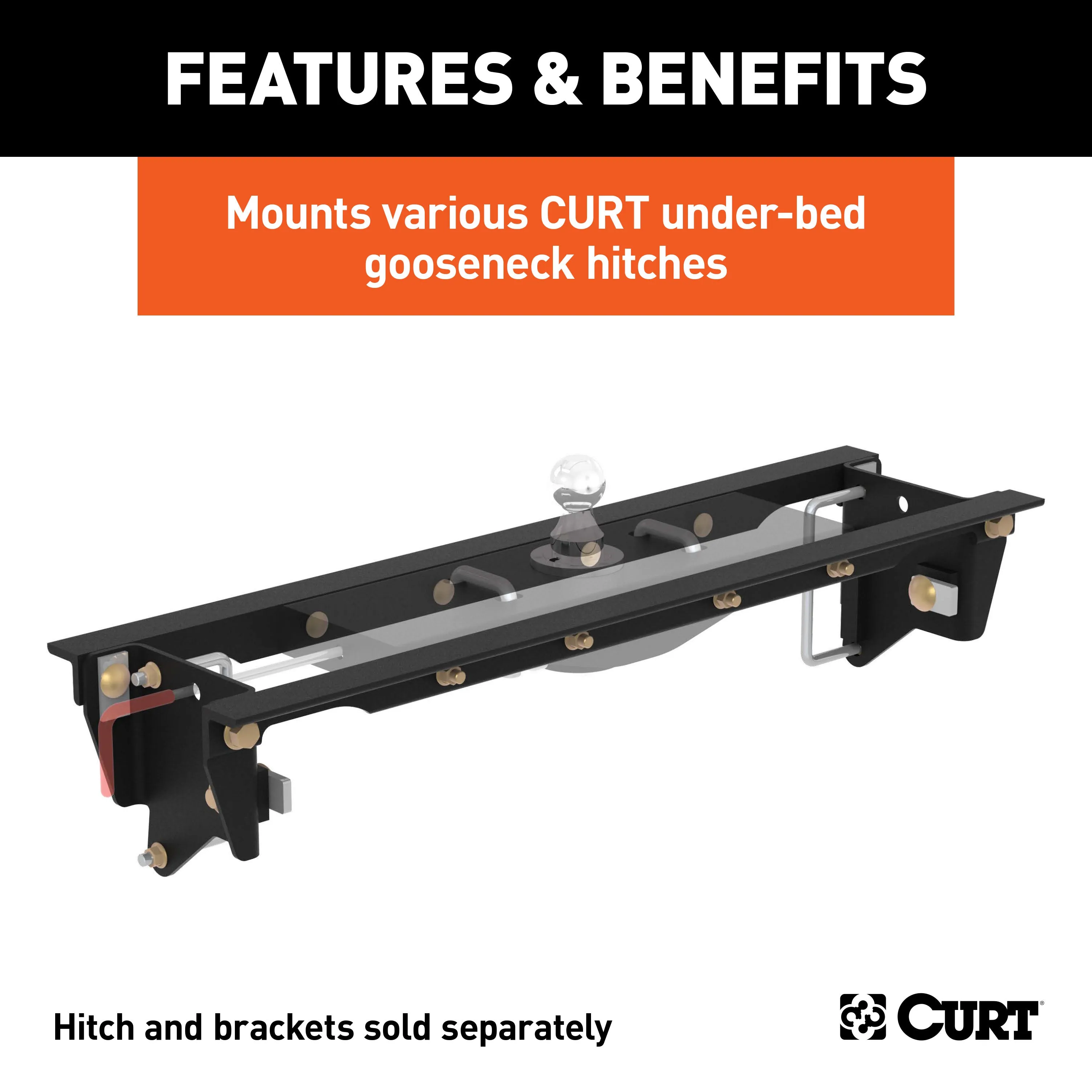 CURT 60647 Double Lock EZr Gooseneck Installation Brackets; Select Ford F-250; F-350