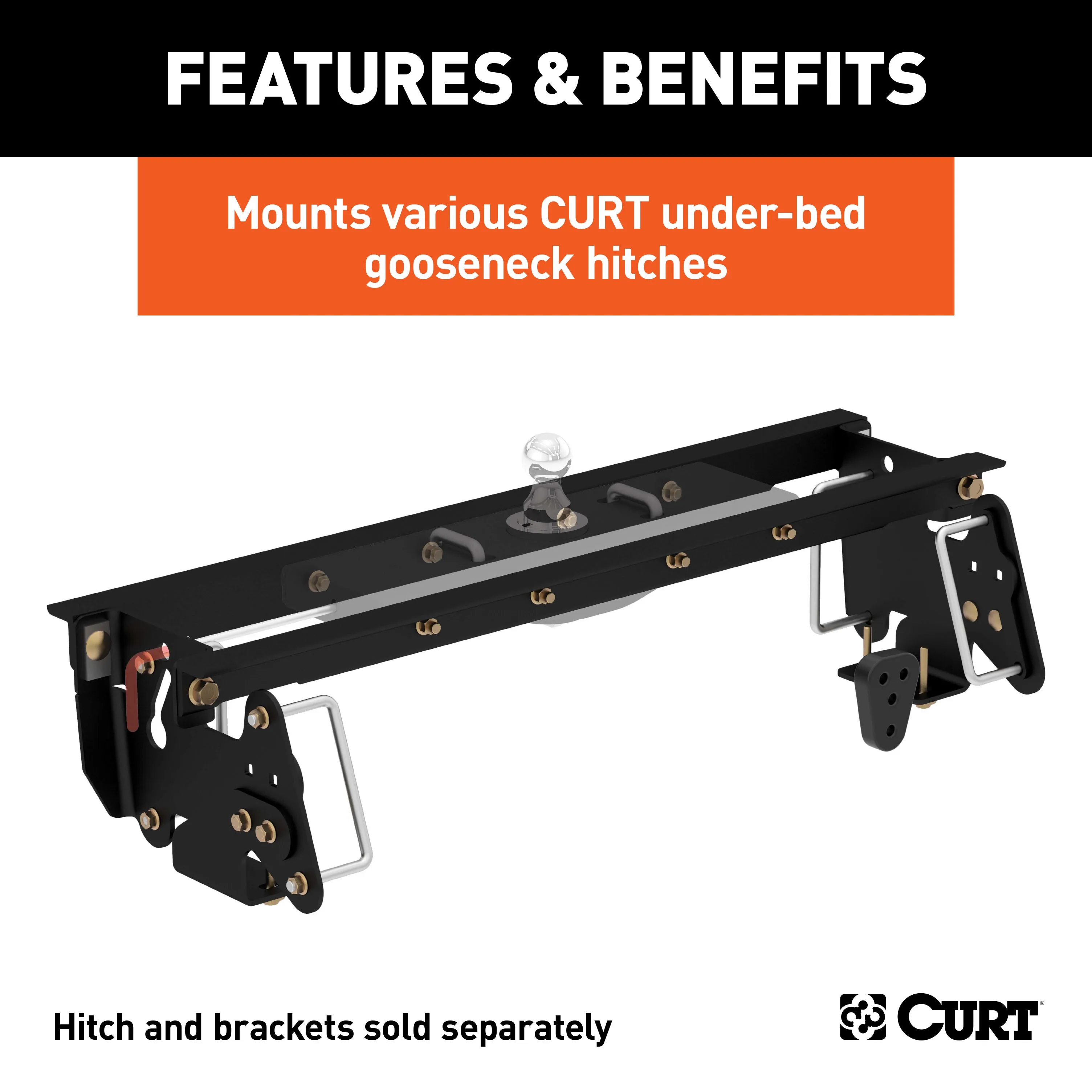 CURT 60660 Double Lock EZr Gooseneck Installation Brackets; Select Dodge; Ram 2500; 3500