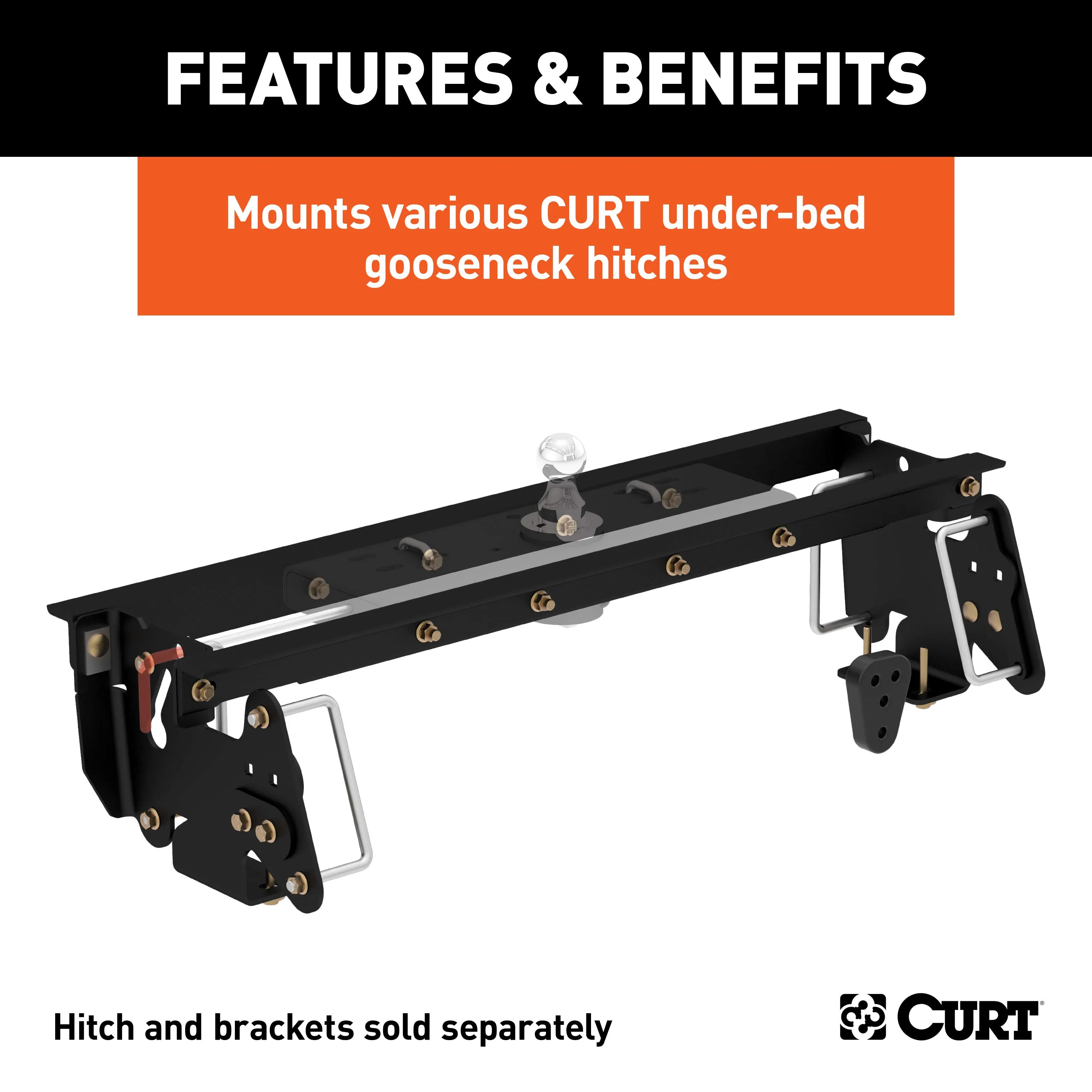 CURT 60661 Under-Bed Gooseneck Installation Brackets; Select Dodge; Ram 2500; 3500