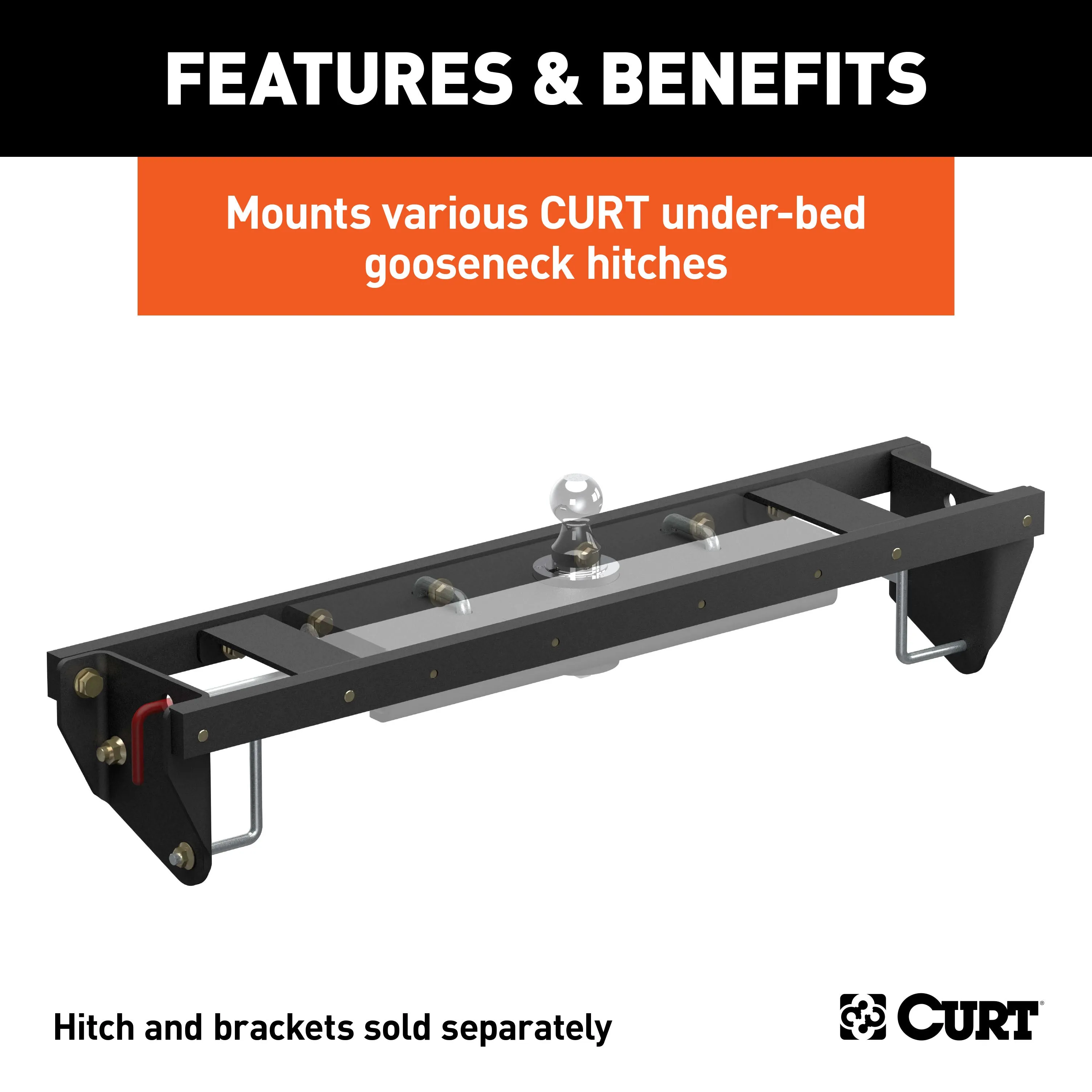 CURT 60696 Double Lock EZr Gooseneck Install Brackets; Select Silverado; Sierra 2500; 3500