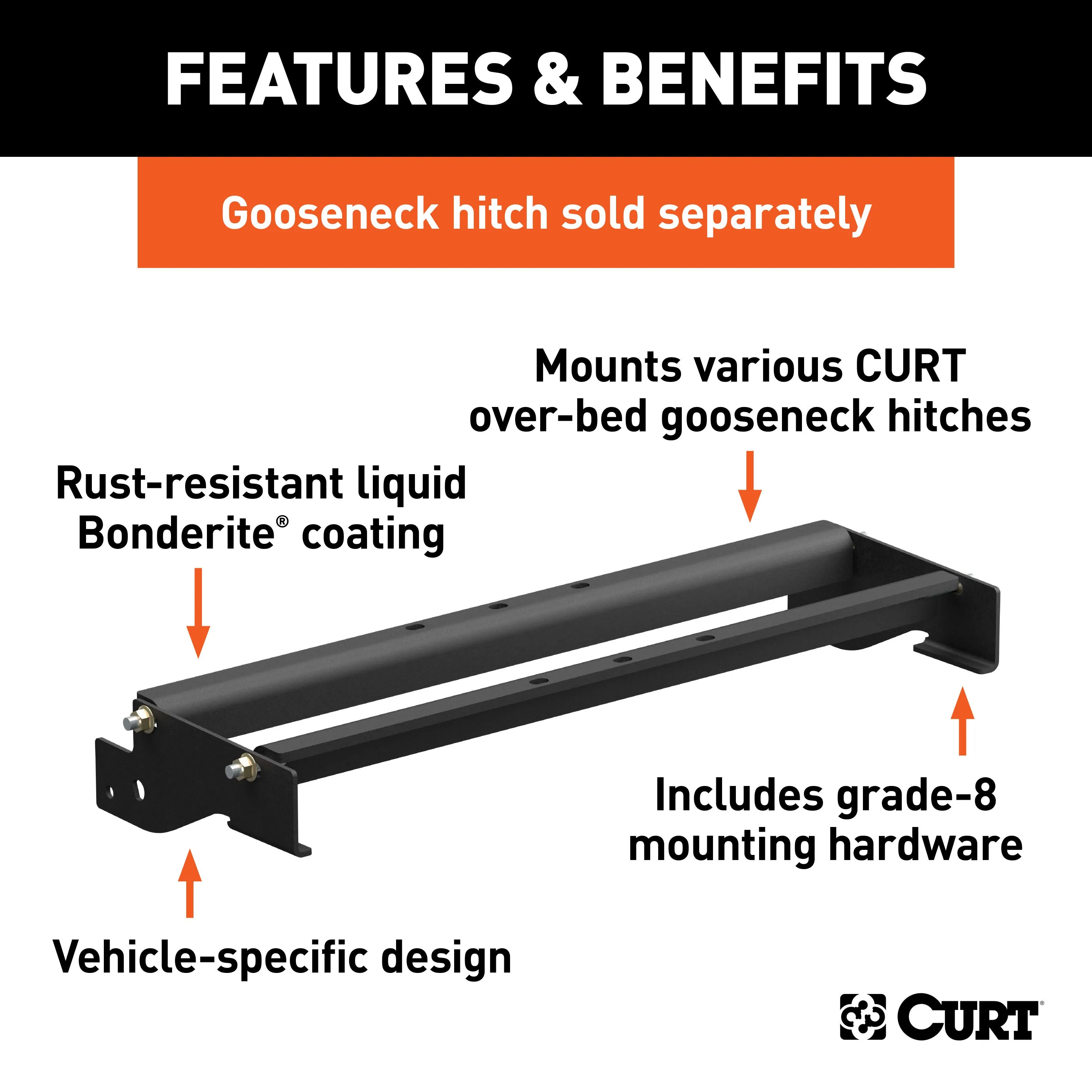 CURT 61321 CURT 61321 Over-Bed Gooseneck Installation Brackets; Fits Select Ford F-150