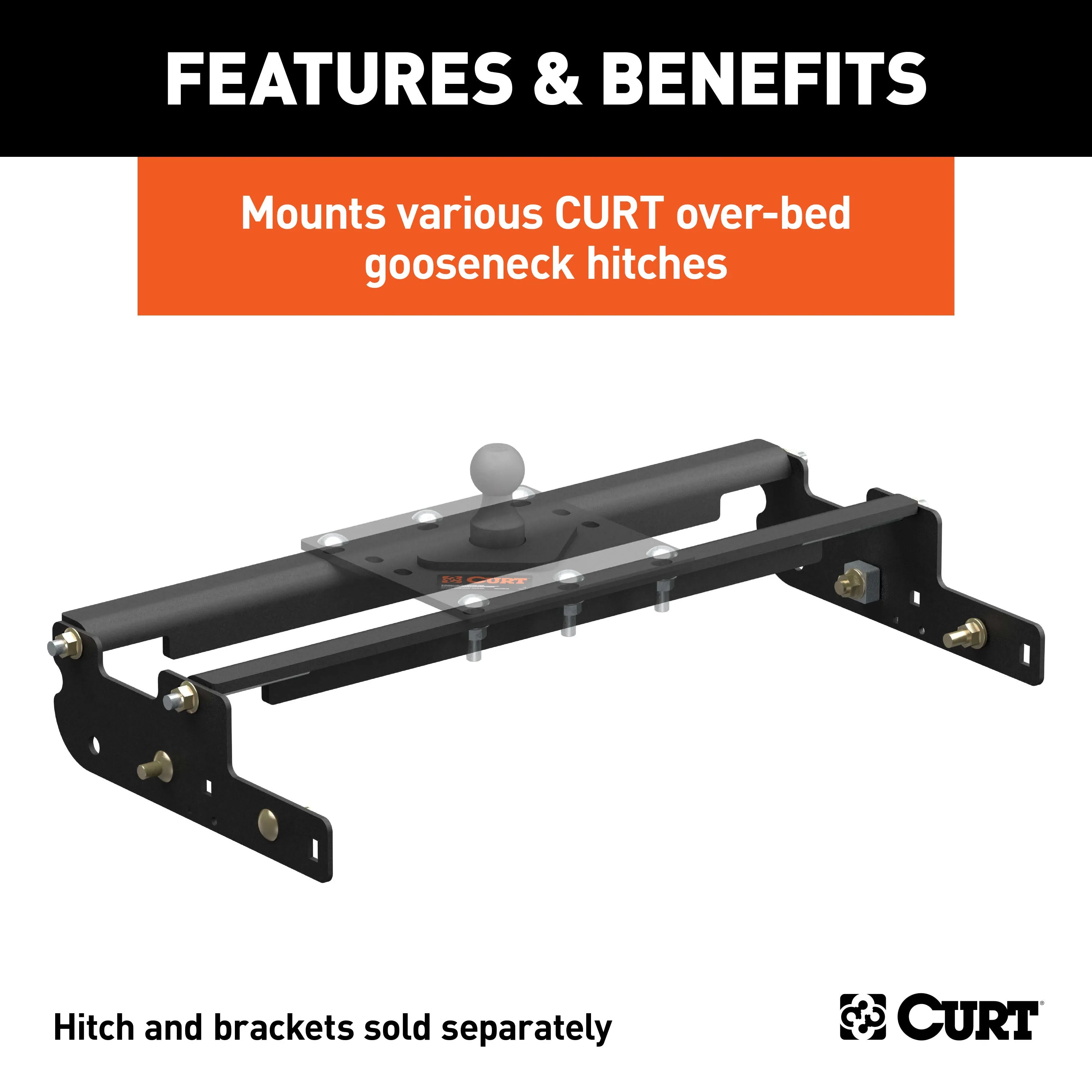 CURT 61332 Over-Bed Gooseneck Installation Brackets; Select Ford F-250; F-350; F-450