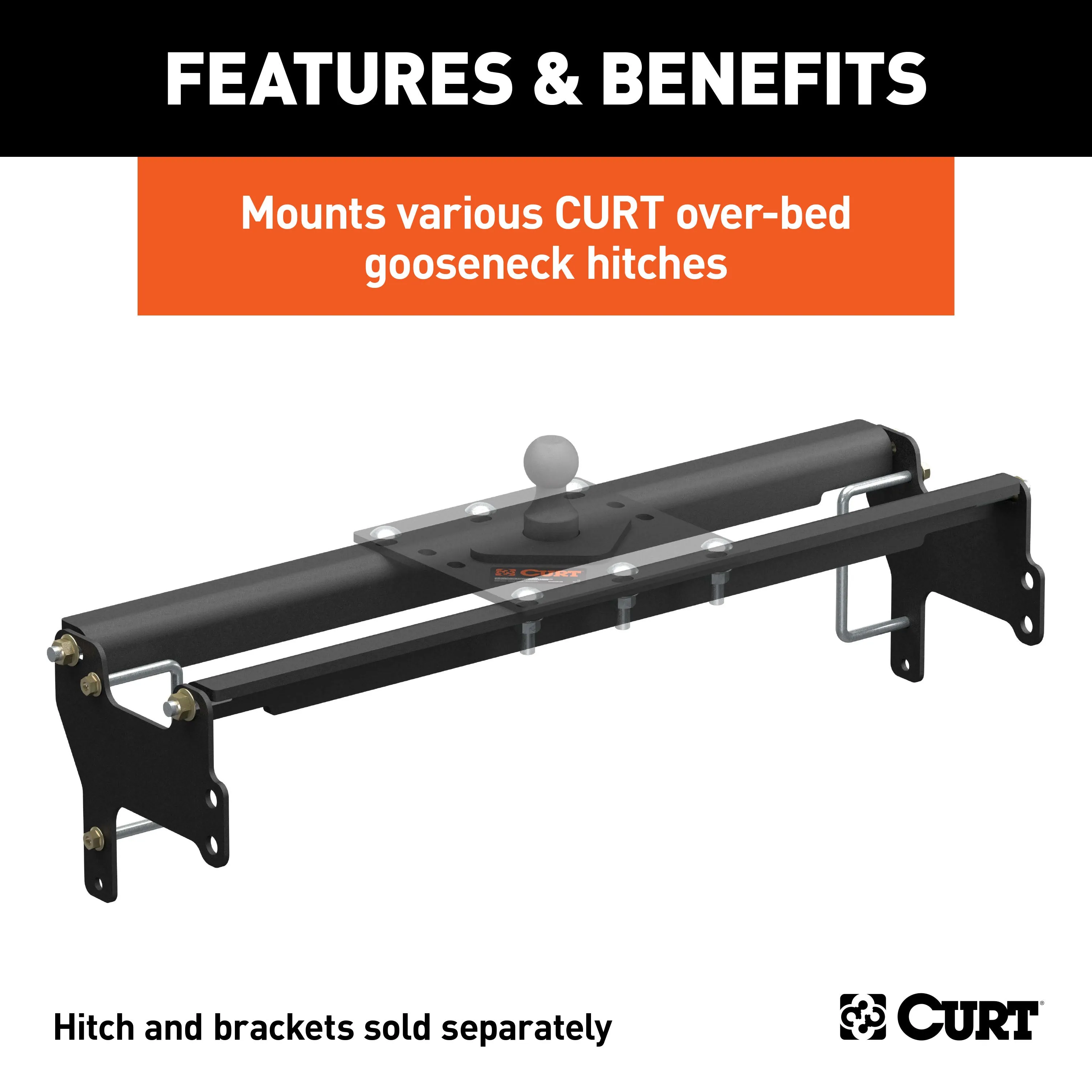 CURT 61341 Over-Bed Gooseneck Install Brackets; Select Silverado; Sierra 1500; 2500; 3500