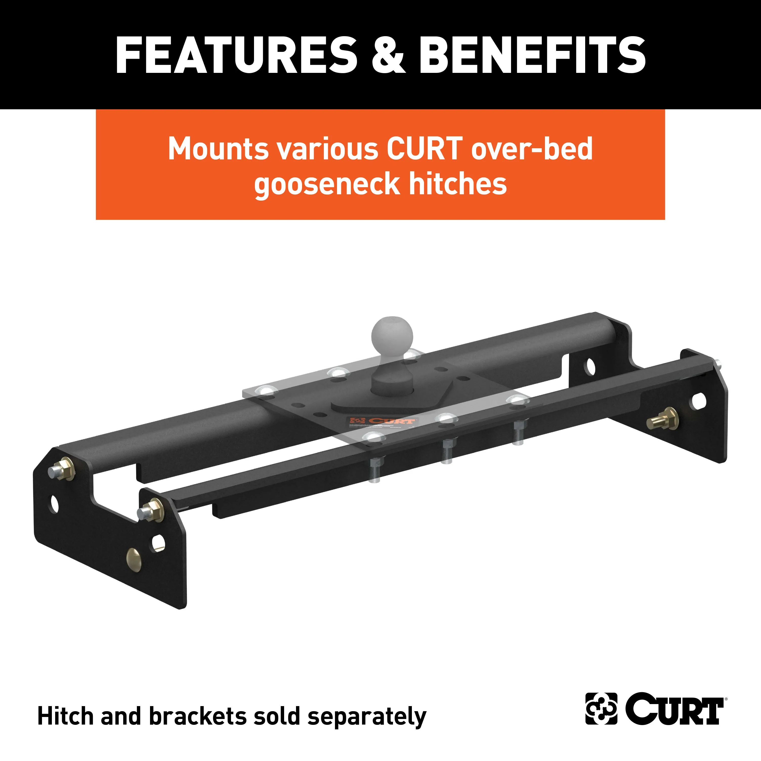 CURT 61505 Over-Bed Gooseneck Installation Brackets; Select Ford F-150; F-250; F-350