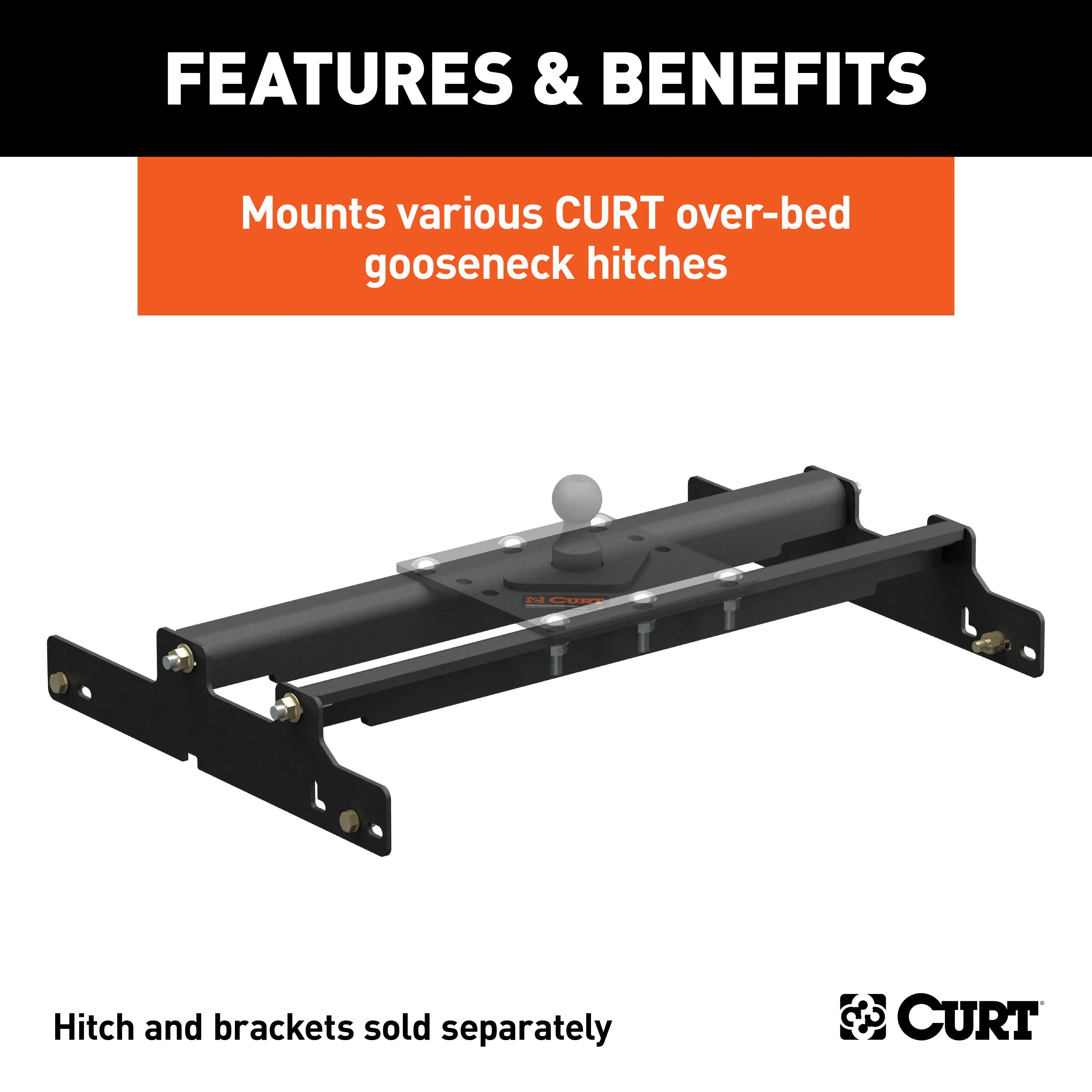 CURT 61509 Over-Bed Gooseneck Installation Brackets; Select Dodge Ram 1500; 2500; 3500