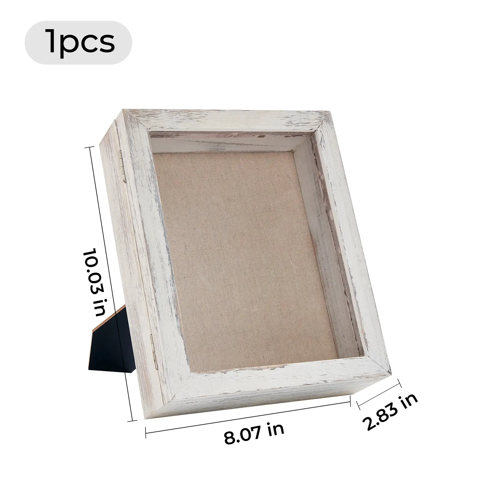 Distressed White Magnetic Shadow Box Frame with Linen Back