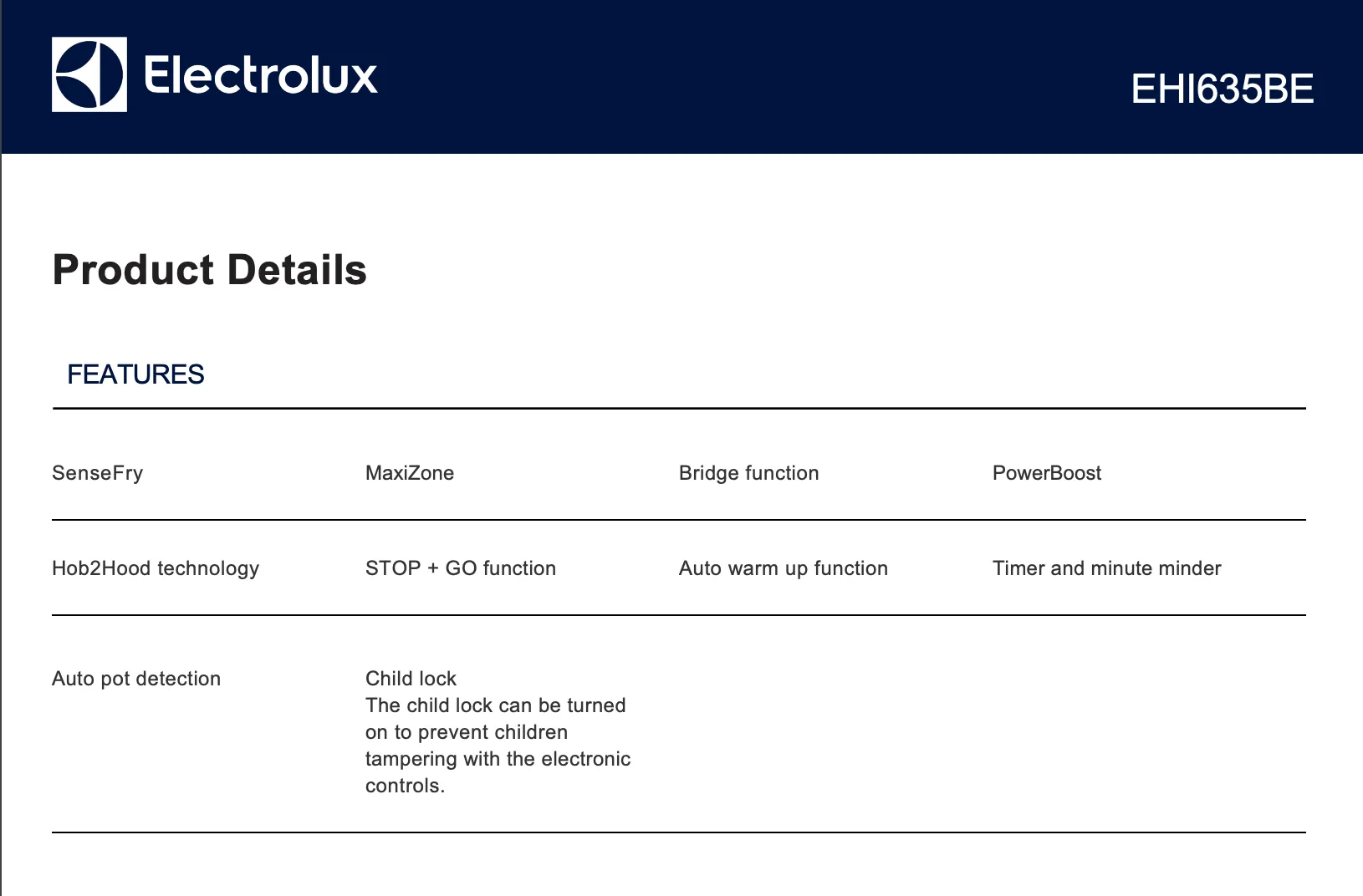 Electrolux EHI635BE 600mm UltimateTaste 700 3 Zone Induction Cooktop - New in Box Clearance and Seconds Discount