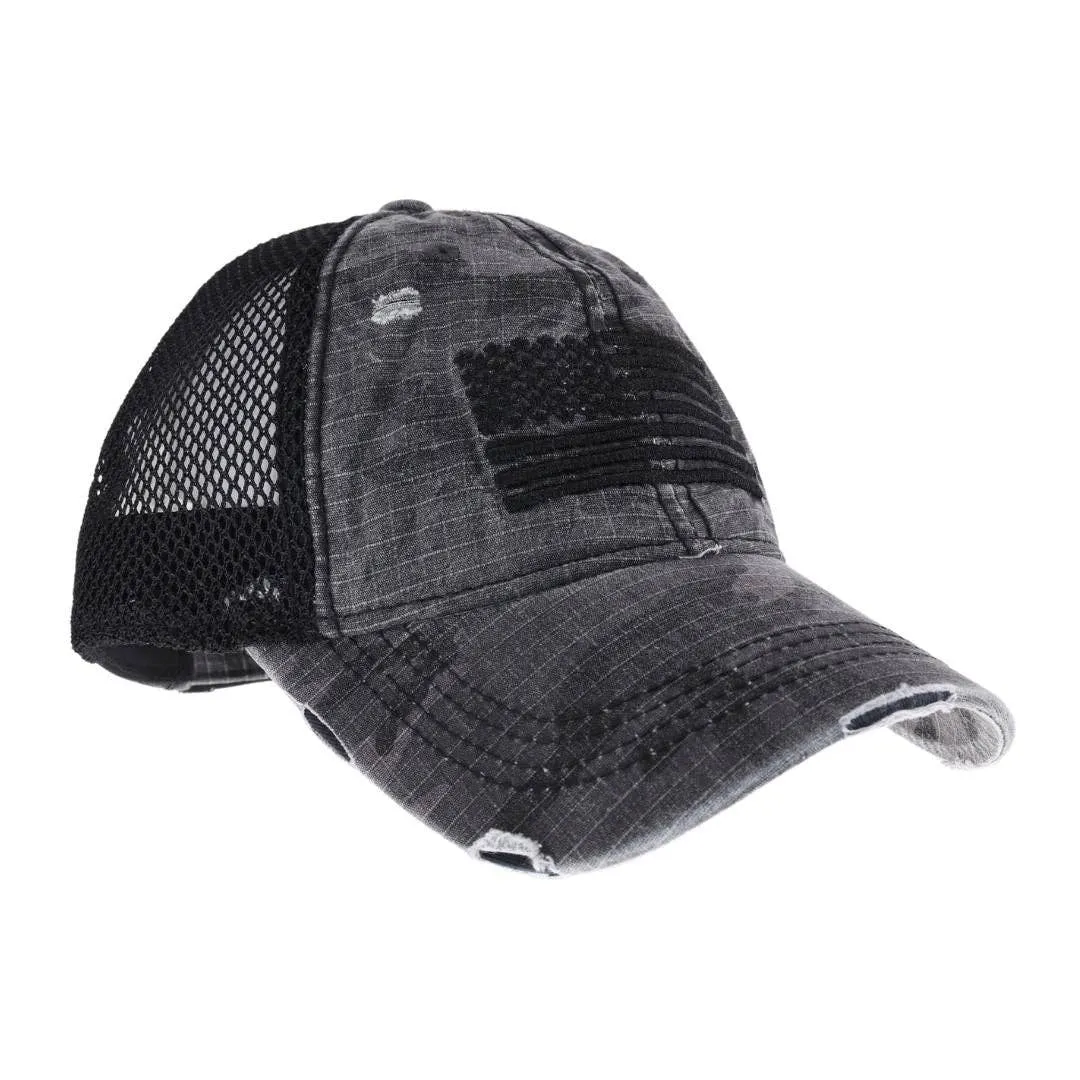 Embroidered American Flag Camo C.C Ball Cap
