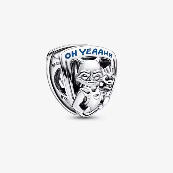 FINAL SALE Pandora Marvel Guardians of The Galaxy Rocket Raccoon & Groot Emblem Charm
