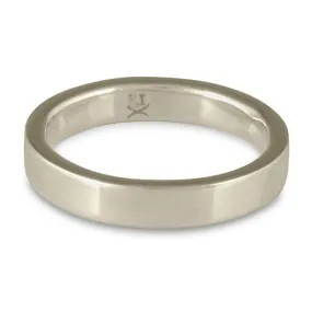 Flat Comfort Fit Wedding Ring, 14K White Gold 4mm Wide by 2mm Thick