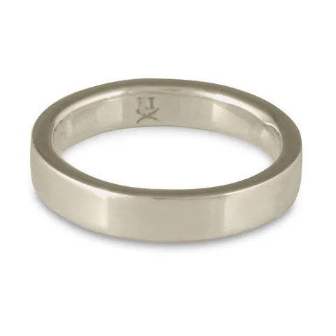 Flat Comfort Fit Wedding Ring, 14K White Gold 5mm Wide by 2mm Thick