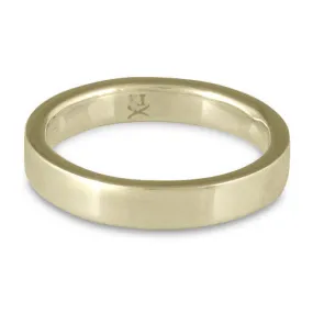 Flat Comfort Fit Wedding Ring, 18K White Gold 4mm Wide by 2mm Thick