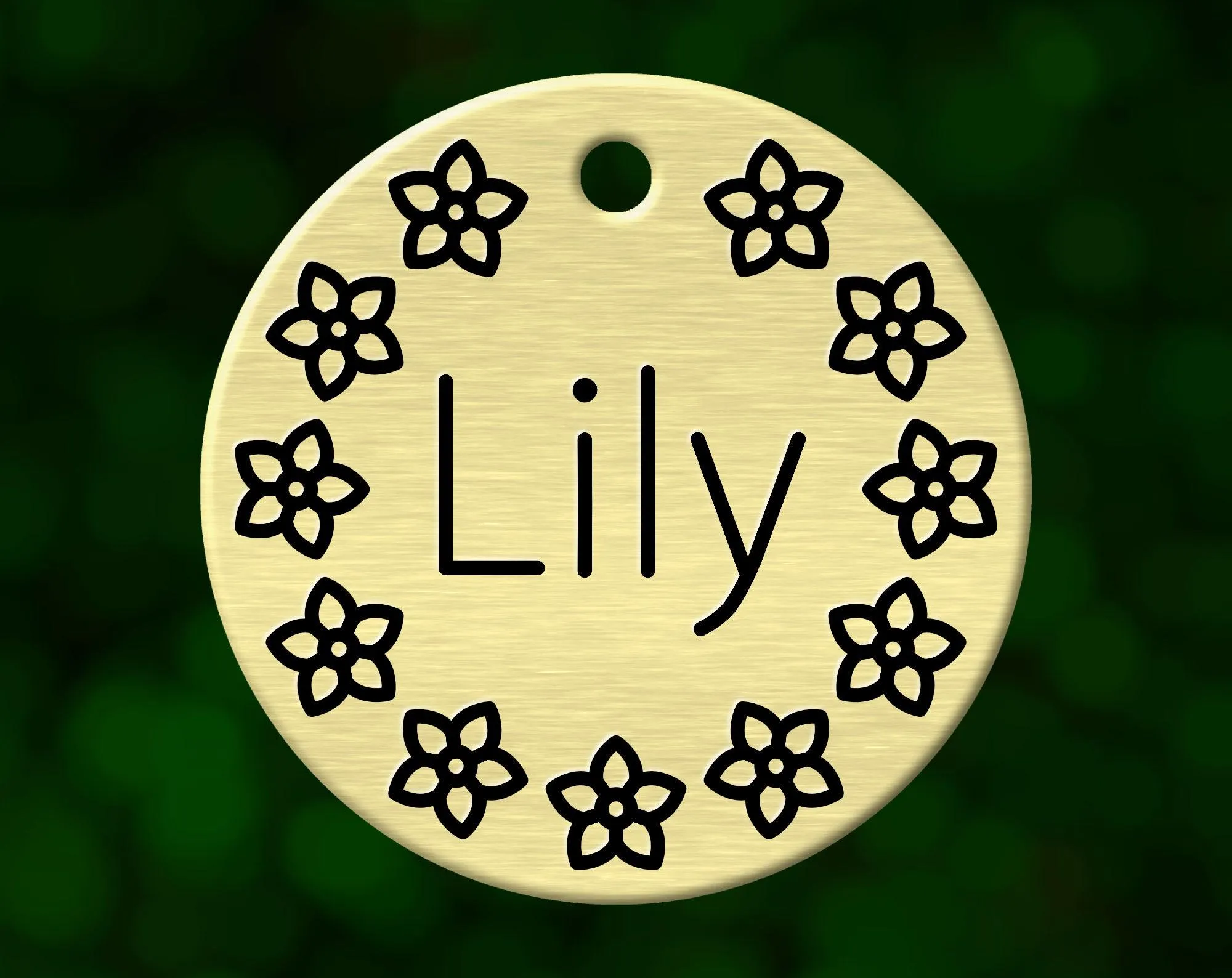 Floral Dog Tag