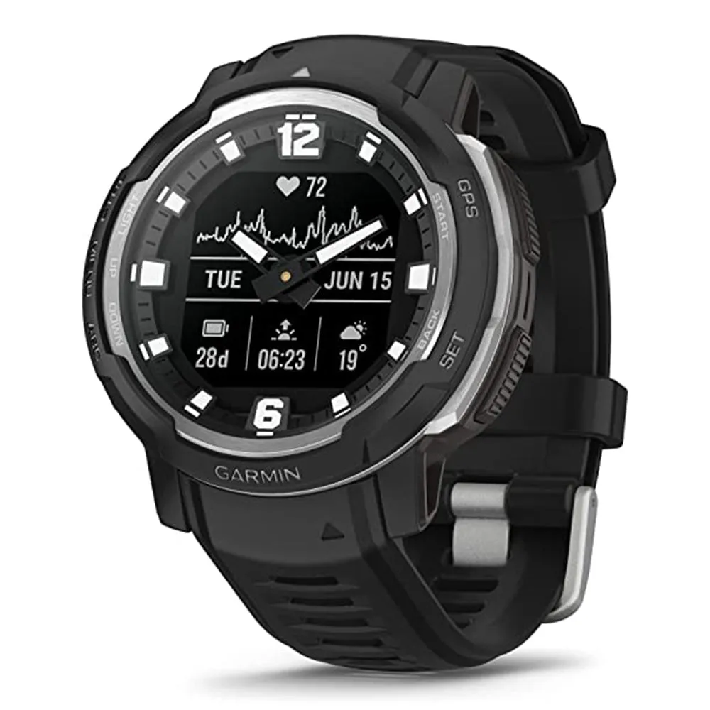 Garmin Instinct Crossover Black Standard Edition Analog Hands and Digital Display Rugged Hybrid Smartwatch - 010-02730-13